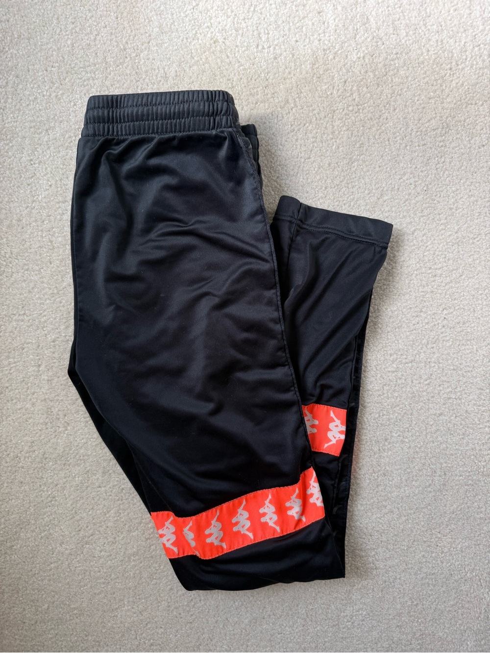 Kappa Black Joggers with Orange Logo Tape